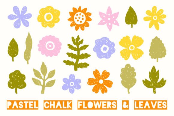 Download Pastel Chalk Flowers Leaves PNG Clipart - Premium Resources